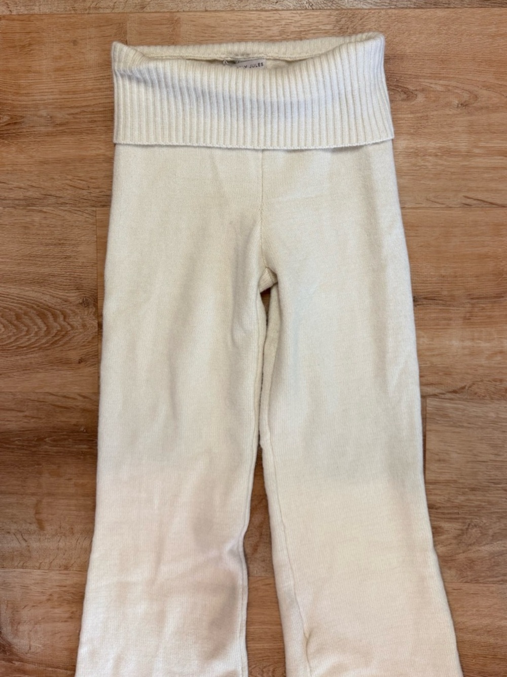 White fold over lounge pants